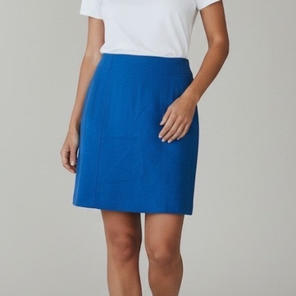 Talbots Tweed Skirt Women 6 Blue Wool Blend A-Line Lined Casual Workwear Pocket
